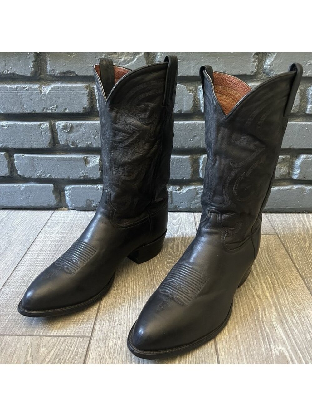 Tony Lama Vintage Classic Black Western Cowboy Boots Mens 12 EE